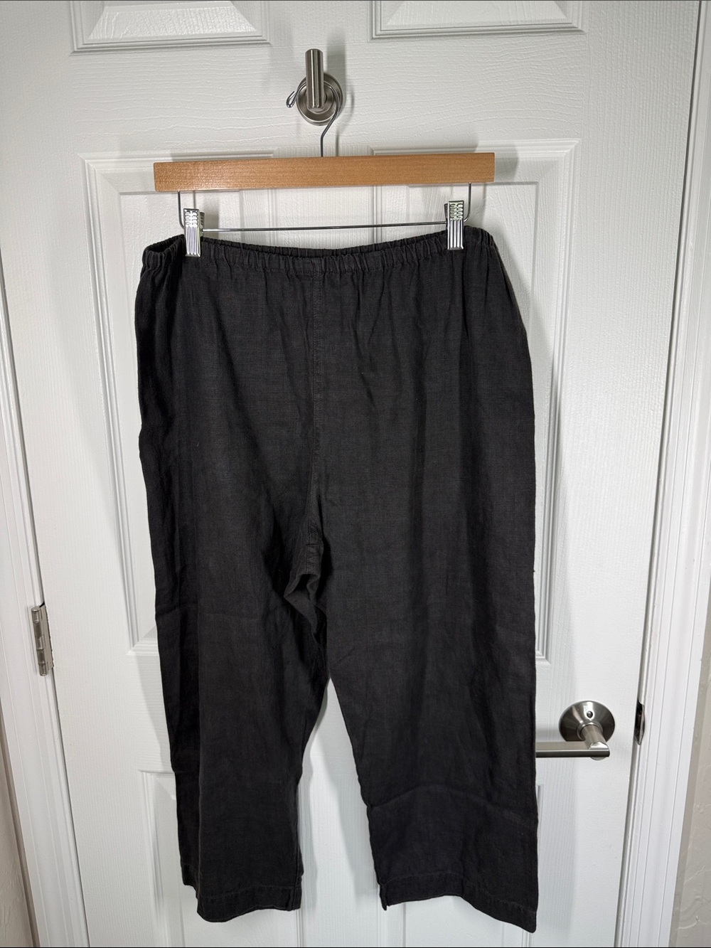 Chico’s design black linen pants barrel leg cropped size large
